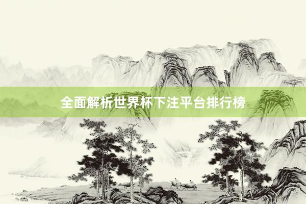 全面解析世界杯下注平台排行榜